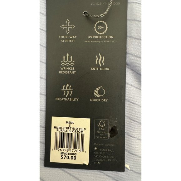 NWT VRST Mens Small Micro Pique Golf Polo Shirt Light Blue Breathable - Picture 6 of 11